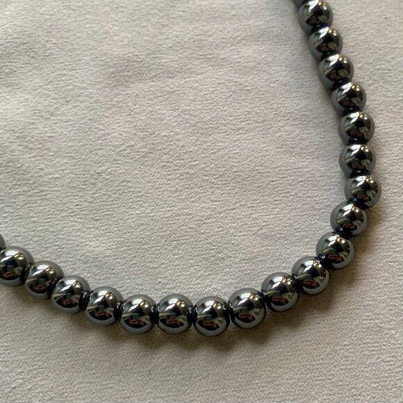 Hematite Bead Necklace, 18" - Picture 6 of 8